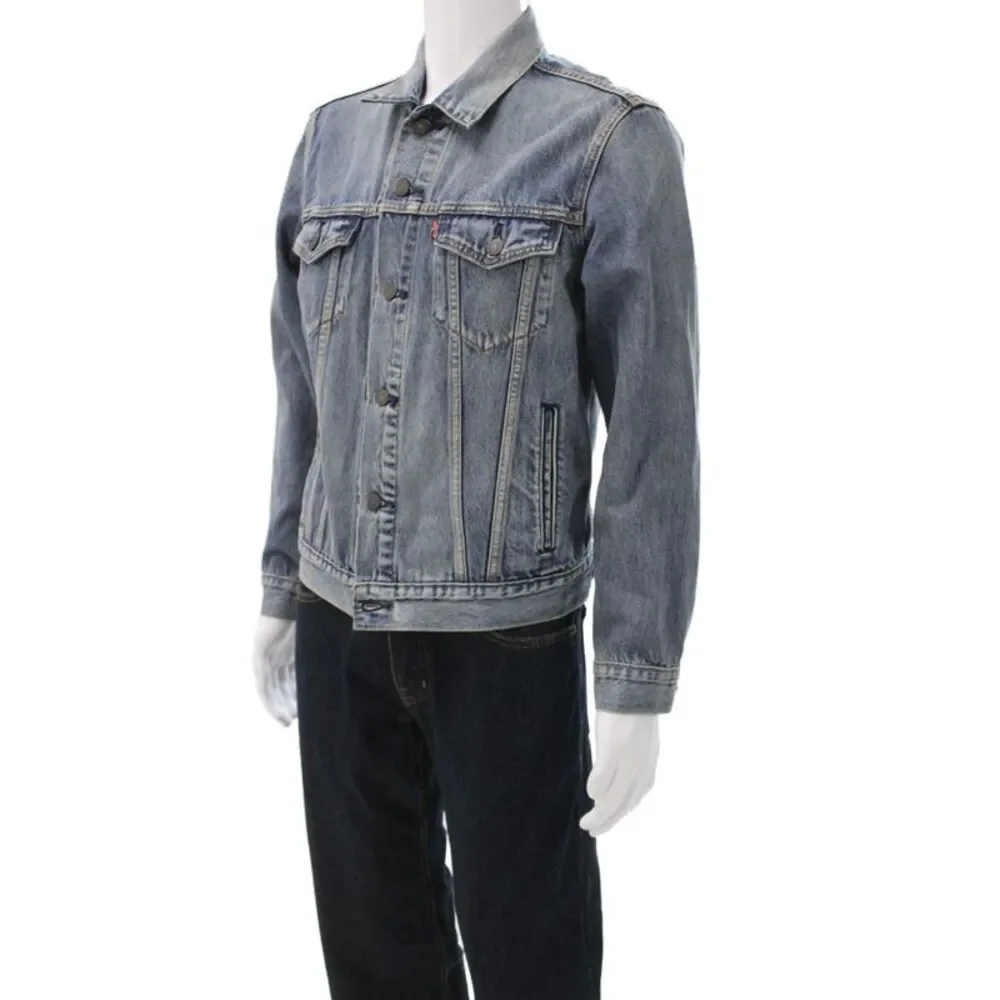 Levi Strauss & Co Mens Denim Jacket Blue Cotton Button Solid Fall Size S